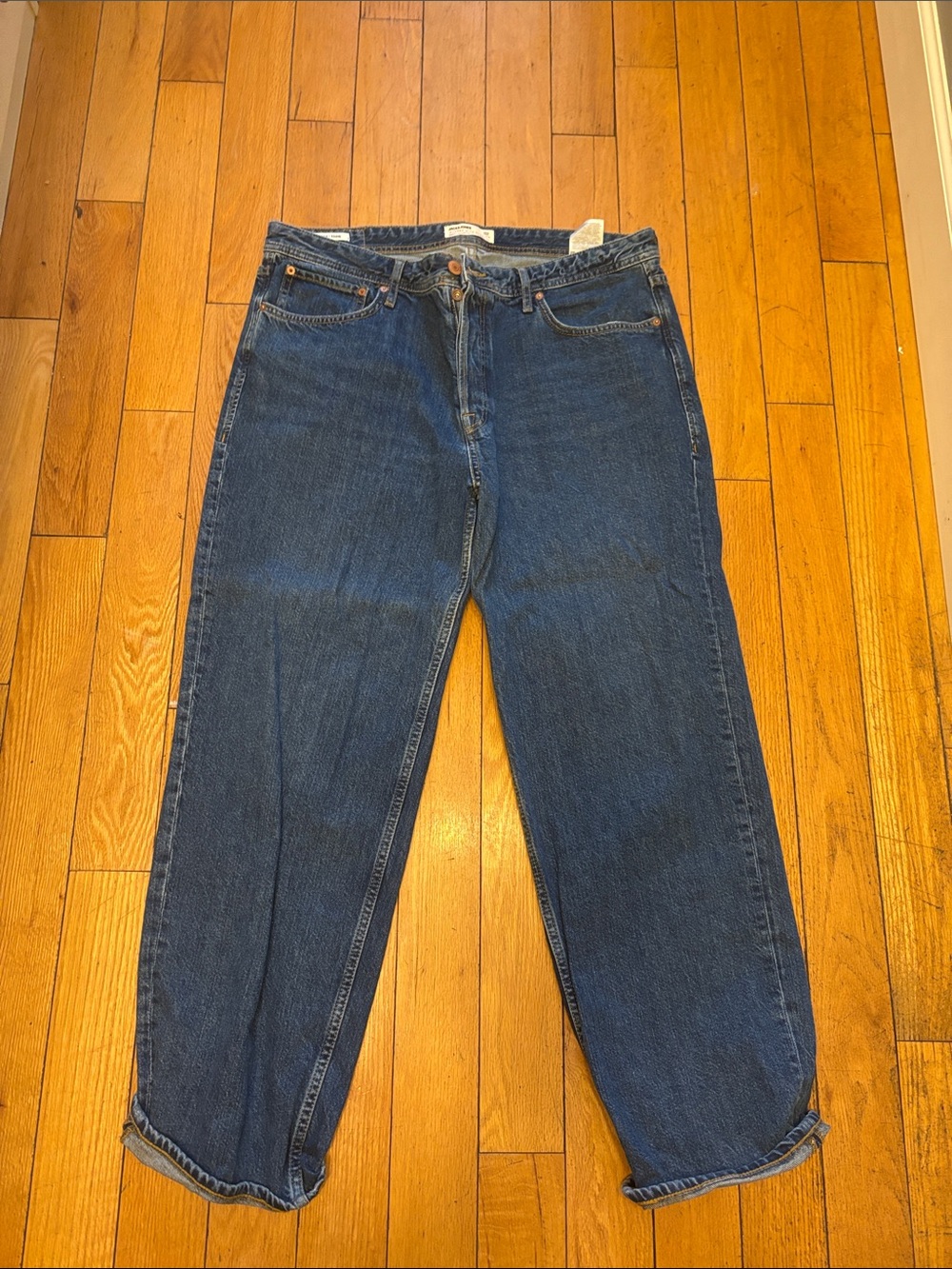 Jack and Jones Men's Dark Blue Classic Straight Jeans